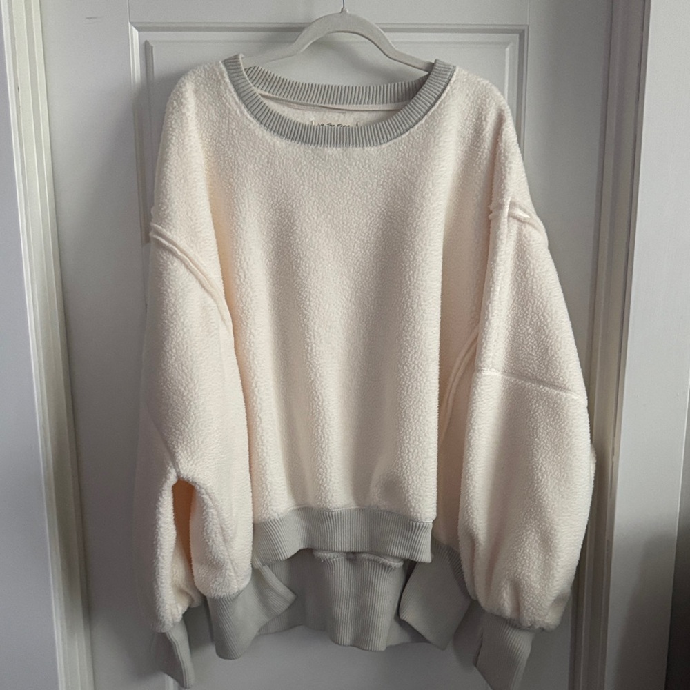 We The Free Cream and Gray Sweatshirt